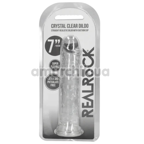 Фалоімітатор Realrock Crystal Clear Dildo Straight 7, прозорий