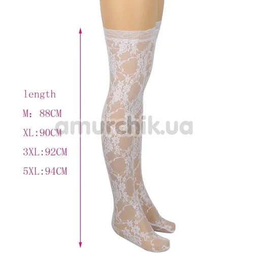 Комплект Star Night Sexy Sleeveless Floral Lace Set, белый: боди + чулки