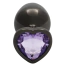 Анальна пробка з фіолетовим кристалом Ouch! Heart Metal Butt Plug Medium, чорна - Фото №3