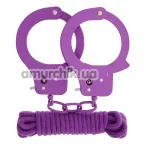 Бондажный набор BondX Metal Handcuffs & Love Rope, фиолетовый - Фото №1
