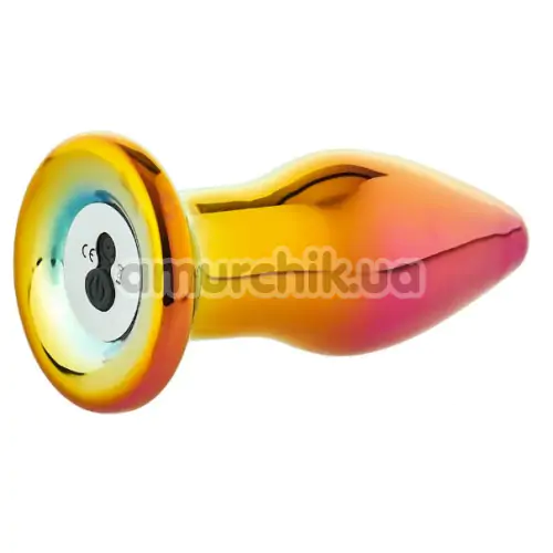 Анальная пробка с вибрацией Glamour Glass Remote Vibe Plug, радужная