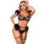 Комплект Star Night Sensual Feather & Chains, черный: бюстгальтер + трусики-стринги + пояс для чулок + гартеры - Фото №2