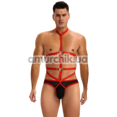 Боди мужское Star Night Belt & Pants, черно-красное - Фото №1