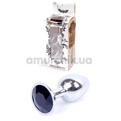 Анальна пробка з чорним кристалом Exclusivity Jewellery Silver Plug, срібна