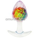 Анальна пробка Crystal Ribbed Butt Plug Large, різнокольорова - Фото №1