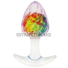 Анальна пробка Crystal Ribbed Butt Plug Large, різнокольорова - Фото №1