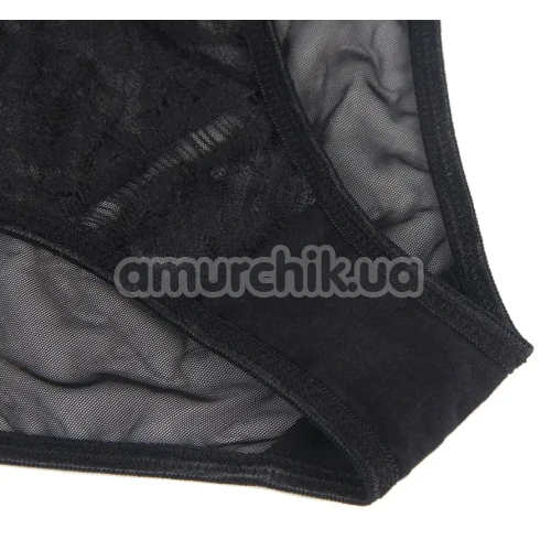 Комплект Star Night Sheer & Lace Bow Garter Belt, черный: пояс для чулок + трусики