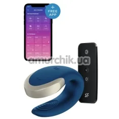 Вібратор Satisfyer Double Love Luxury Partner Vibrator, синій - Фото №1