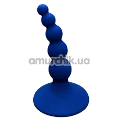 Анальная пробка Loveshop Silicone Ribbed Plug, синяя - Фото №1
