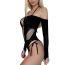 Боді Star Night Rhinestone Cut Out Bodysuit, чорне - Фото №5