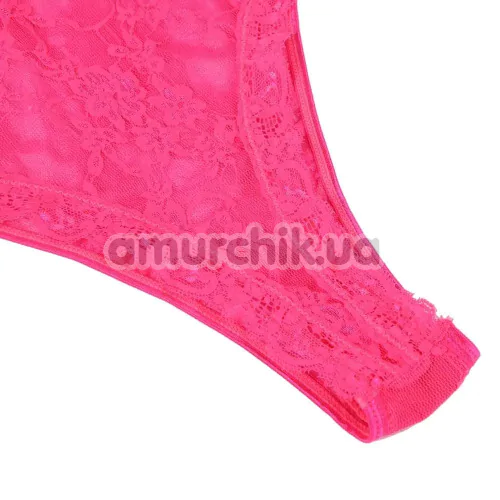 Комплект Star Night Sexy Sleeveless Floral Lace Set, розовый: боди + чулки