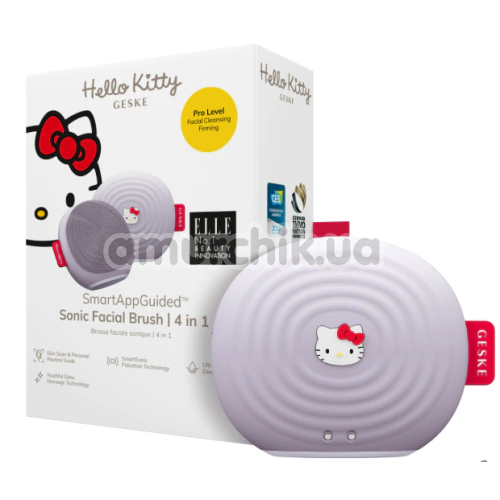 Ультразвуковая щетка для лица Geske Sonic Facial Brush 4 in 1 - Hello Kitty, сиреневая