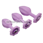 Набір анальних пробок з фіолетовим кристалом Alume Silicone Plug, фіолетовий - Фото №1
