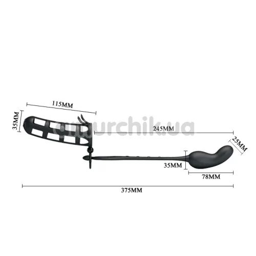 Вибростимулятор простаты с насадкой на пенис Pretty Love Hercules Penis Sheath 26231, черный