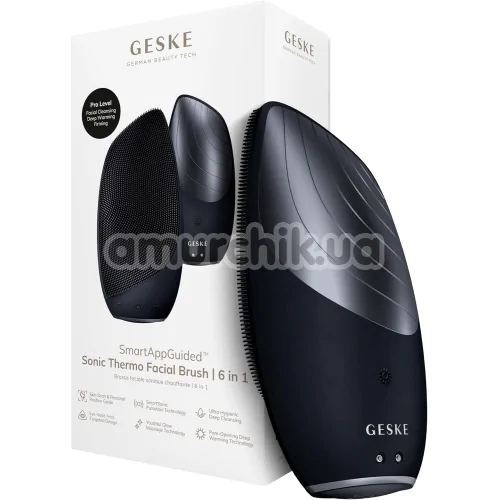 Ультразвуковая щетка для лица Geske Sonic Thermo Facial Brush 6 in 1, черная