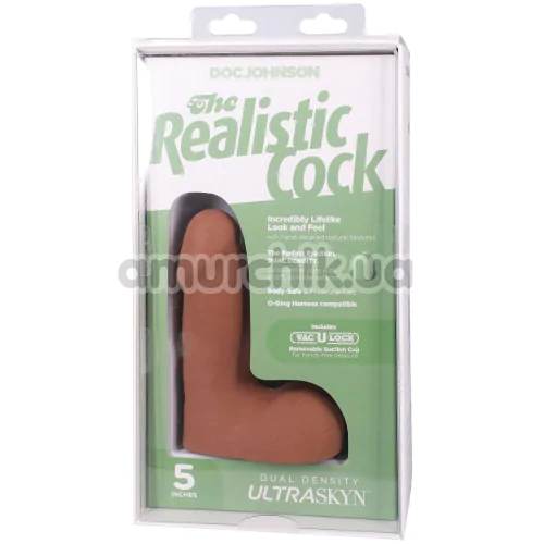 Фалоімітатор Doc Johnson The Realistic Cock With Balls 5, світло-коричневий