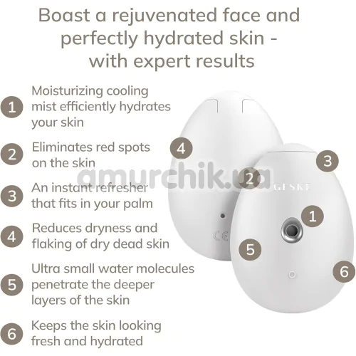 Увлажнитель для кожи лица Geske Facial Hydration Refresher 4 in 1 Oval, белый