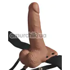Полый страпон с вибрацией Fetish Fantasy Series 6 Hollow Rechargeable Strap-on with Balls, телесный - Фото №1
