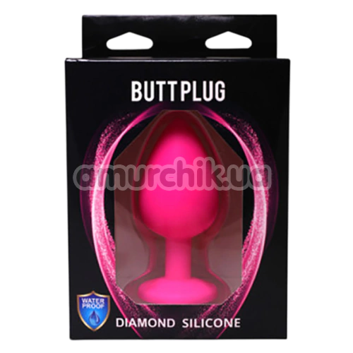 Анальная пробка с прозрачным кристаллом Fantasy Toys Butt Plug Diamond Silicone S, розовая