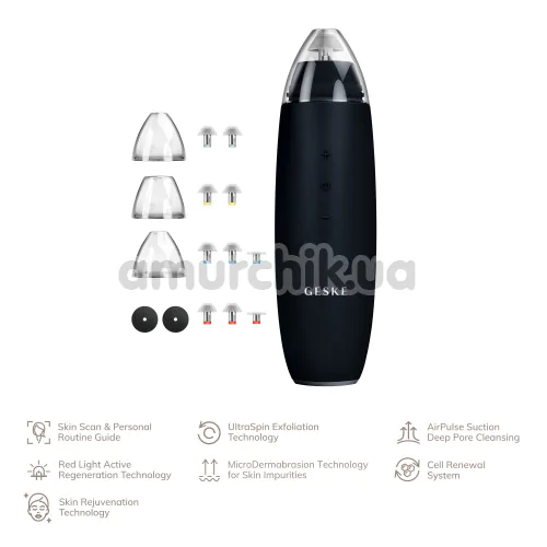 Микродермабразионное устройство для удаления черных точек Geske MicroDermabrasion Blackhead Remover 7 in 1, черное