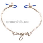 Зажимы для сосков Sex & Mischief Cougar Nipple Clamps, сине-золотые - Фото №1