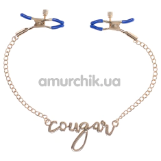 Зажимы для сосков Sex & Mischief Cougar Nipple Clamps, сине-золотые - Фото №1