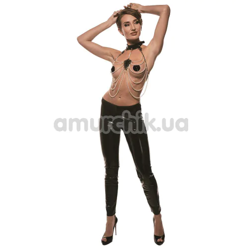 Портупея Guilty Pleasure Pearl Pleasure Collar, чорно-золота