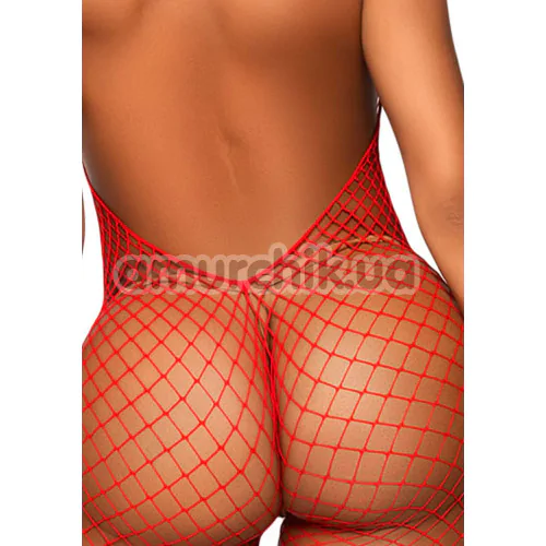 Комбинезон из сетки Leg Avenue Racer Neck Bodystocking, красный