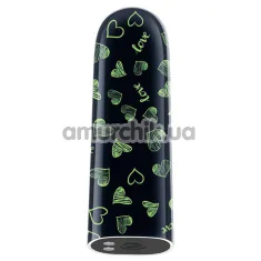 Кліторальний вібратор Heart Massager Glow In The Dark, чорний - Фото №1