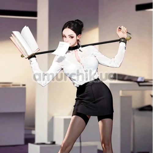 Бондажный набор Upko Extra-long Spreader Bar With Choker And Cuffs, черный
