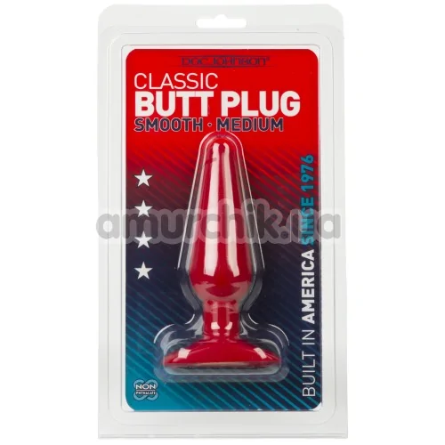 Анальна пробка Classic Butt Plug Smooth Medium, червона