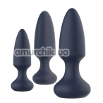 Набор из 3 анальных пробок с вибрацией Startroopers Mars, синий - Фото №1