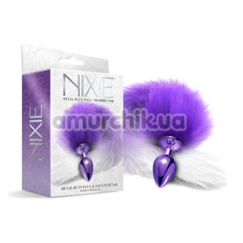 Анальная пробка с хвостом лисы Nixie Butt Plug / Hombre Tail, фиолетовая