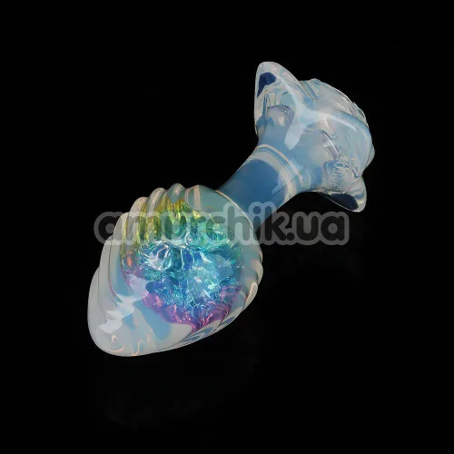 Анальная пробка с радужным кристаллом Univibe Plug With Ribbed Relief, прозрачная