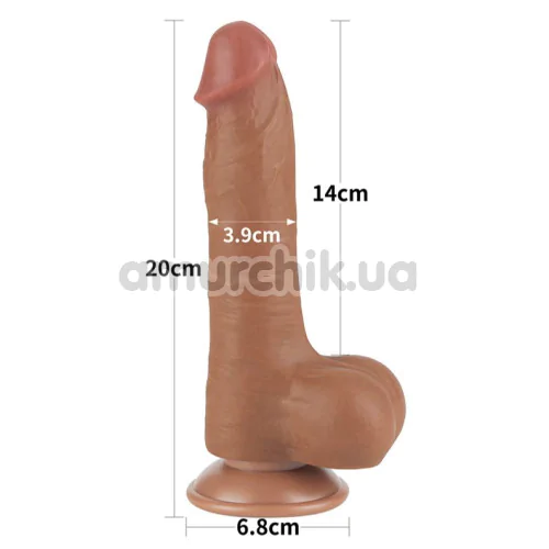 Фаллоимитатор Sliding-Skin Dual Layer Dong 8 с мошонкой, светло-коричневый