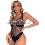 Боди Star Night Mesh Rhinestone Lines Bodysuit, черное - Фото №1