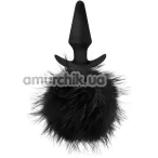 Анальная пробка с черным хвостиком Temptasia Bunny Tail Pom Plug, черная - Фото №1