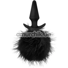 Анальная пробка с черным хвостиком Temptasia Bunny Tail Pom Plug, черная - Фото №1