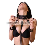Ошейник с поводком и фиксаторами для рук Love Style Fet 22, черный - Фото №1