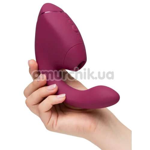 Вібратор з вакуумним стимулятором Womanizer Next Duo, бордовий