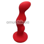 Анальная пробка Loveshop Silicone Super Wavy Plug M, красная - Фото №1