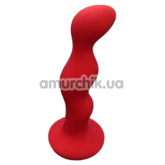 Анальная пробка Loveshop Silicone Super Wavy Plug M, красная - Фото №1