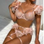 Комплект Star Night Sensual Feather & Chains, розовый: бюстгальтер + трусики-стринги + пояс для чулок + гартеры - Фото №22