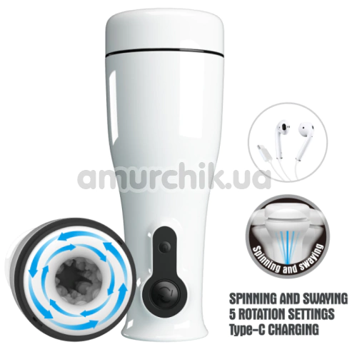 Мастурбатор з ротацією Pretty Love Sabrina Power Rotation Masturbator, білий