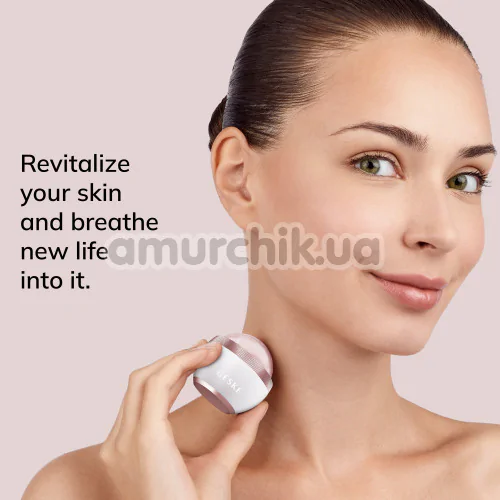Кульковий масажер для обличчя Geske Rose Quartz Depuffing Sphere 7 in 1, кремовий