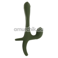 Насадка на пенис с вибрацией и пульсацией Zero Tolerance Strap Tap And Go, зеленая - Фото №1