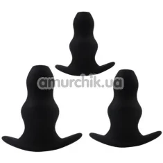 Набор из 3 анальных пробок Black Mont Rippled Anal Juicer Kit, черный - Фото №1