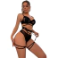 Комплект Star Night Ring & Strap Set, черный: бюстгальтер + трусики-стринги + пояс для чулок - Фото №2