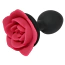 Анальная пробка с красной розой Alume Silicone Rose Plug S, черная - Фото №1