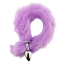 Анальная пробка с фиолетовым хвостом GYQ Metal Anal Plug With Purple Tail, серебряная - Фото №1